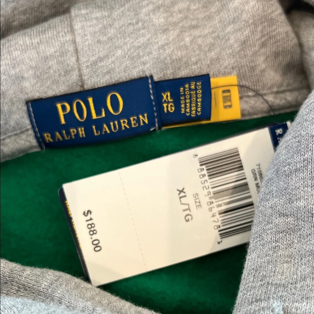 🎉Host Pick🎉Polo Ralph Lauren Green Multi Polo Bear Hoodie XL - Picture 10 of 10